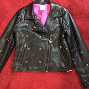 Kids Disney Store Mickey Mouse Faux Leather Biker Jacket Size 7/8